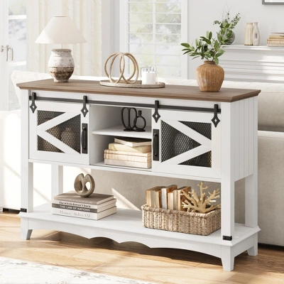 Entryway Table With Cabinet, Farmhouse Console Sofa Table With Storage, Rustic Sofa Table With Sliding Barn Doors, Console Table With Open Shelf 3 Entryway Table With Cabinet, Farmhouse Console Sofa Table With Storage, Rustic Sofa Table With Sliding Barn Doors, Console Table With Open Shelf