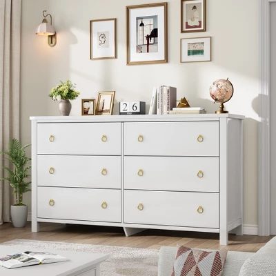 6-Drawer Dresser For Bedroom, White Modern Tall Chest Of Drawers - Storage Dresser With Anti-Tip Design, Robot Vacuum Friendly 7 6-Drawer Dresser For Bedroom, White Modern Tall Chest Of Drawers - Storage Dresser With Anti-Tip Design, Robot Vacuum Friendly - Image 5