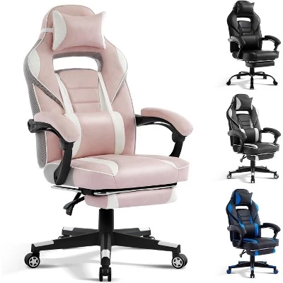 360° Swivel Height Adjustable Gaming Chair With Retractable Footrest & Ergonomic Lumbar High Back PU Leather Computer Chair With Headrest For Office 12 360° Swivel Height Adjustable Gaming Chair With Retractable Footrest & Ergonomic Lumbar High Back PU Leather Computer Chair With Headrest For Office - Image 10