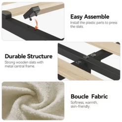 Twin/Twin XL/Full/Queen Bed Frame With Bookcase Headboard And 2 Drawers, Kids Bed Frame, Boucle Upholstered Platform Bed, Easy Assembly -Garvee GUEST 99eafe20 a6a6 48f8 becd 69ed52a0fb4e