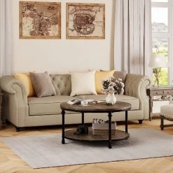 Round Coffee Table Coffee Table For Living Room 2-Tier Rustic Wood Desktop With Storage Shelf Modern Design Home Furniture 15 Round Coffee Table Coffee Table For Living Room 2-Tier Rustic Wood Desktop With Storage Shelf Modern Design Home Furniture -Garvee GUEST 99f7ab92 9a1c 46b4 bde7 d6986af4f392