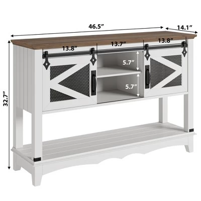 Entryway Table With Cabinet, Farmhouse Console Sofa Table With Storage, Rustic Sofa Table With Sliding Barn Doors, Console Table With Open Shelf 4 Entryway Table With Cabinet, Farmhouse Console Sofa Table With Storage, Rustic Sofa Table With Sliding Barn Doors, Console Table With Open Shelf - Image 2