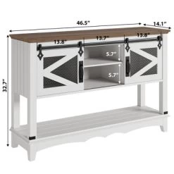 Entryway Table With Cabinet, Farmhouse Console Table With Storage, Rustic Sofa Table With Sliding Barn Doors, Console Table For Entryway -Garvee GUEST 9a40cec3 c29a 463c b5f9 cf42a31436e5