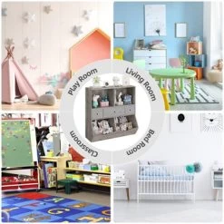 Garvee Toy Storage Organizer With Bookcase, 3-Tier Floor Standing Kids Cabinet Chest With 4 Cubbie -Garvee GUEST 9a668574 a130 40a1 ab7d dec0ea51e7a9