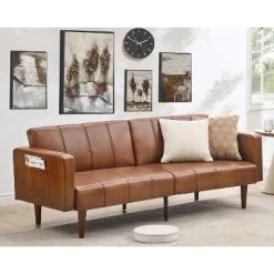 75" Futon Sofa Bed, Mid-Century Modern Futon Couch, Convertible Sleeper Sofa With Adjustable Backrest, Loveseat -Garvee GUEST 9b446bdb 0e24 49b3 bfba 334d8512c22c