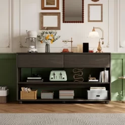 58" Entryway Console Table With 2 Drawers, 3 Tier Narrow Long Sofa Table, Behind Couch Console Table For Living Room Foyer And Hallway 19 58" Entryway Console Table With 2 Drawers, 3 Tier Narrow Long Sofa Table, Behind Couch Console Table For Living Room Foyer And Hallway -Garvee GUEST 9bd76b99 db40 4dca a34e 585e08e6fb8d