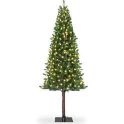 6/7.5FT Pre-Lit Pencil Christmas Tree, Slim Artificial Alpine Tree With LED Lights, Metal Stand, Skinny Holiday Decor For Room, Apartment, Office -Garvee GUEST 9bef1866 c186 45e5 8662 a55413444f2f