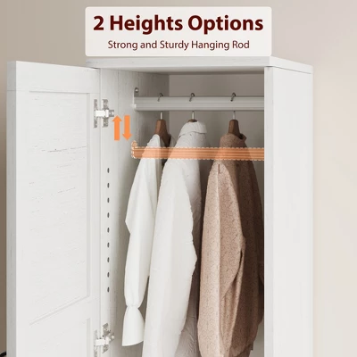 Armoire Wardrobe Closet With 2 Doors,72" Wooden Wardrobe Cabinet With Hanging Rod, Narrow Tall Armoire With 18 Adjustable Shelves For Bedroom 7 Armoire Wardrobe Closet With 2 Doors,72" Wooden Wardrobe Cabinet With Hanging Rod, Narrow Tall Armoire With 18 Adjustable Shelves For Bedroom - Image 5