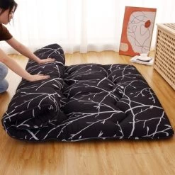 Floral Printed Futon Floor Mattress Twin/Full Size Japanese Style Roll Up Sleeping Mattress Pad For Indoor Outdoor Travel -Garvee GUEST 9d1e3b75 5d42 4153 9454 b039c049cacd