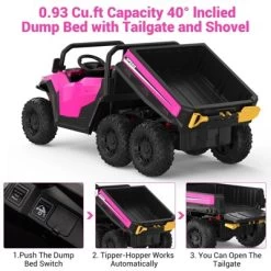 Garvee 24V 4WD 6-Wheel Ride On Dump Truck For Kids, 2-Seater Electric Truck With Remote Control, Motorized Dump Bed, Shovel, LED Lights & Music 18 Garvee 24V 4WD 6-Wheel Ride On Dump Truck For Kids, 2-Seater Electric Truck With Remote Control, Motorized Dump Bed, Shovel, LED Lights & Music -Garvee GUEST 9d420c0b 5d28 4791 833e 7ead7411d60c