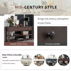 Garvee Mid-century Modern Console Table With 3 Drawers, 50"L Sofa Table With 2 Bottom Storage Shelves, For Entryway, Front Hall, Hallway, Living Room -Garvee GUEST 9da2d61b 2c13 410b abdb 08dfcc091c27