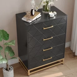 Dresser For Bedroom With 4 Drawer, Modern Dressers Chest Of Drawers, With Wide Drawers And Metal Handles, Wood Dressers, Black 12 Dresser For Bedroom With 4 Drawer, Modern Dressers Chest Of Drawers, With Wide Drawers And Metal Handles, Wood Dressers, Black -Garvee GUEST 9dafafe4 d207 49ac 887c 2fd39b5d64a1