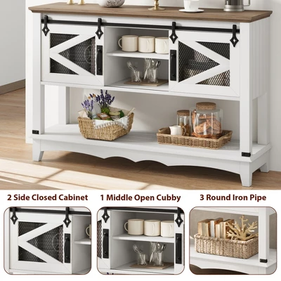 Entryway Table With Cabinet, Farmhouse Console Sofa Table With Storage, Rustic Sofa Table With Sliding Barn Doors, Console Table With Open Shelf 5 Entryway Table With Cabinet, Farmhouse Console Sofa Table With Storage, Rustic Sofa Table With Sliding Barn Doors, Console Table With Open Shelf - Image 3