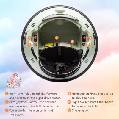 Ride On Bumper Car, 12V Electric Kids Car With Remote Control, Safety Belt, Music, Flashing Lights, 360 Degree Spin 6 Ride On Bumper Car, 12V Electric Kids Car With Remote Control, Safety Belt, Music, Flashing Lights, 360 Degree Spin - Image 4