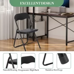 4 Pcs Folding Chairs, Portable Metal Foldable Chairs With Cushion For Outdoor & Indoor, With Non-Slip Feet Pads Stackable Chairs, White -Garvee GUEST 9f298e1f 15e2 43d3 8899 0b4fe749beb9