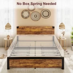 Queen Bed Frame With Storage, 4 Drawers And Heavy Duty Strong Metal Support Bed Frame With Wooden Headboard And Footboard -Garvee GUEST 9f5266d1 c830 4e4c 9872 e55cff626e96