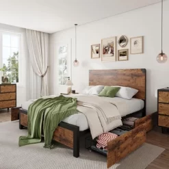 Full Size Platform Bed Frame With Headboard, 4 Storage Drawers, Sturdy Quiet Metal Frame, No Box Spring Needed, Easy Assembly -Garvee GUEST 9f727f9e ee3b 4b6c 84de 077701964390 1