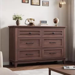 6 Dresser Cabinet, 47" Wide Drawer Dresser With Storage Freestanding, Wooden Closet Dresser Storage Chest For Bedroom Living Room -Garvee GUEST a06ac654 7e73 45b6 b407 583205ac1fdb
