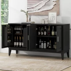 60" Large Kitchen Buffet Cabinet, Farmhouse Sideboard Buffet Table With Storage Door Shelf, Wood Coffee Bar Cabinet For Kitchen Dining Living Room -Garvee GUEST a0881916 6905 4586 bb6a 6d20ad570be5