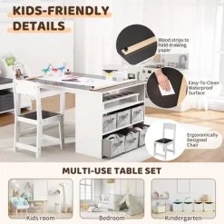 Kids Art Table With Storage Desk, 2 Chairs, And Portable Supply Organizer, Wooden Craft Table For Drawing, Activities, And Study -Garvee GUEST a127bff3 aac3 4276 a003 5315446b7c08