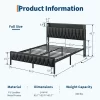 Full Size Bed Frame, Button Headboard With Charging Station, All-Metal Full Platform Bed Frame With Storage, No Box Spring Needed, Black -Garvee GUEST a13ead22 6a49 4a78 b0a9 e8a2fb408b6c