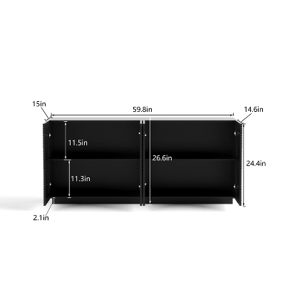 Accent Storage Cabinet, Modern Buffet Sideboard Console Table With 4 Doors And Adjustable Shelves Black 8 Accent Storage Cabinet, Modern Buffet Sideboard Console Table With 4 Doors And Adjustable Shelves Black - Image 6