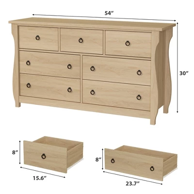 7 Dresser For Bedroom, 54" Wide Drawer Dresser With Storage Freestanding, Wooden Closet Storage Chest 3 7 Dresser For Bedroom, 54" Wide Drawer Dresser With Storage Freestanding, Wooden Closet Storage Chest