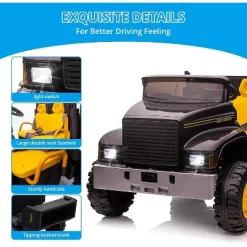 Garvee Kids Ride On Truck Car, 24V Powered Electric Vehicle Truck For Kids With Remote Control, Led Light, Music, Horn, High Low Speed