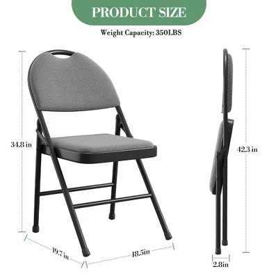 4 Pack Fabric Padded Folding Chairs, Commercial Metal Folding Chair With Padded Back, 350 Lbs Weight Capacity Comfortable Foldable Chair 3 4 Pack Fabric Padded Folding Chairs, Commercial Metal Folding Chair With Padded Back, 350 Lbs Weight Capacity Comfortable Foldable Chair