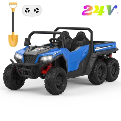 Garvee 24V 4WD 6-Wheel Ride On Dump Truck For Kids, 2-Seater Electric Truck With Remote Control, Motorized Dump Bed, Shovel, LED Lights & Music 11 Garvee 24V 4WD 6-Wheel Ride On Dump Truck For Kids, 2-Seater Electric Truck With Remote Control, Motorized Dump Bed, Shovel, LED Lights & Music - Image 9