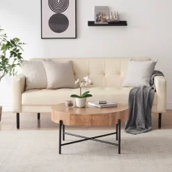 Garvee Farmhouse Round Coffee Table Solid Wood Center Table With Two Drawers, Brown -Garvee GUEST a2644898 f1b0 4ac0 b7e0 acd61b64cb82