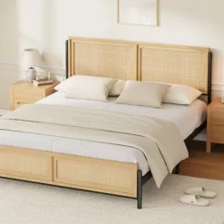 Garvee Bed Frame With Natural Rattan Headboard And Footboard, Wooden Platform No Box Spring Needed, Noise-Free Metal Bedframe 17 Garvee Bed Frame With Natural Rattan Headboard And Footboard, Wooden Platform No Box Spring Needed, Noise-Free Metal Bedframe -Garvee GUEST a284716a 5243 4fe2 973a d0d0c8327b07