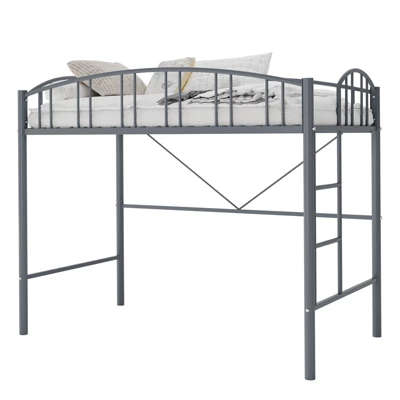 Garvee Loft Bed Twin Size, Heavy Duty Metal Loft Bed Frame With Arched Guardrail And Safety Ladder, Space-Saving, No Box Spring Needed, Black 10 Garvee Loft Bed Twin Size, Heavy Duty Metal Loft Bed Frame With Arched Guardrail And Safety Ladder, Space-Saving, No Box Spring Needed, Black - Image 8