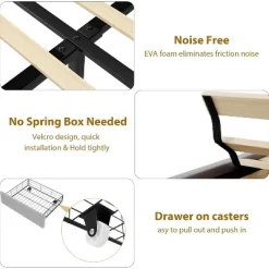 Bed Frame With 2 Storage Drawers, Vintage Velvet Upholstered Bedframe, Button Tufted Wingback Headboard, No Box Spring Needed, Noise Free 13 Bed Frame With 2 Storage Drawers, Vintage Velvet Upholstered Bedframe, Button Tufted Wingback Headboard, No Box Spring Needed, Noise Free -Garvee GUEST a2af323b fe9a 4bc6 9ce4 63e73cf95687