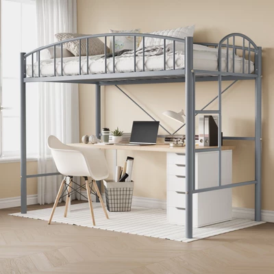 Garvee Loft Bed Twin Size, Heavy Duty Metal Loft Bed Frame With Arched Guardrail And Safety Ladder, Space-Saving, No Box Spring Needed, Black 12 Garvee Loft Bed Twin Size, Heavy Duty Metal Loft Bed Frame With Arched Guardrail And Safety Ladder, Space-Saving, No Box Spring Needed, Black - Image 10