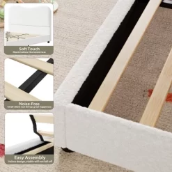 Bed Frame For Kids With Velvet Upholstered Headboard, Cute Low Profile Platform Bed For Girls And Boys, No Box Spring Needed -Garvee GUEST a38a24de 0b17 4582 9e1f 26aefa4c930d