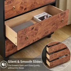 Modern Chest Of Drawers With Natural Texture, Curved Profile Design, Dresser TV Stand, Wood Drawer Organizer For Bedroom, Living Room, Natural Oak 17 Modern Chest Of Drawers With Natural Texture, Curved Profile Design, Dresser TV Stand, Wood Drawer Organizer For Bedroom, Living Room, Natural Oak -Garvee GUEST a3ad2665 89f6 4aef a3a9 33a672af6265