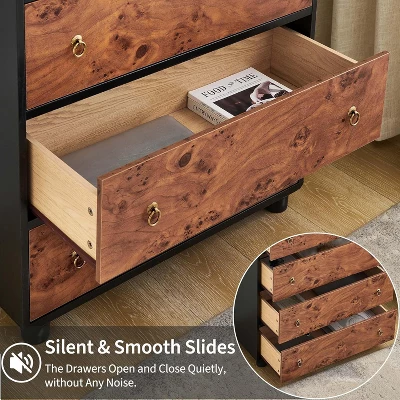 Modern Chest Of Drawers With Natural Texture, Curved Profile Design, Dresser TV Stand, Wood Drawer Organizer For Bedroom, Living Room, Natural Oak 8 Modern Chest Of Drawers With Natural Texture, Curved Profile Design, Dresser TV Stand, Wood Drawer Organizer For Bedroom, Living Room, Natural Oak - Image 6