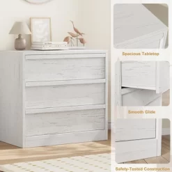 Garvee 3 Drawer Dresser For Bedroom, White Nightstand 3 Chest Of Drawers With Large Storage, Small Bedside Table For Living Room, Nursery, Entryway -Garvee GUEST a3ddfd47 5746 4c06 84a1 50782e0fdb5c