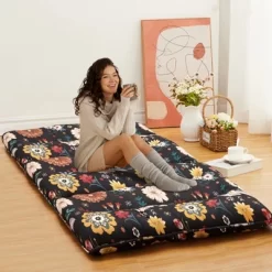 Japanese Style Futon Mattress Floral Print Floor Mattresses For Sleeping Camping Travel, Portable & Foldable Design (Twin/Full Size) -Garvee GUEST a3eee875 2be1 4e23 a253 e710d1b9d4e7