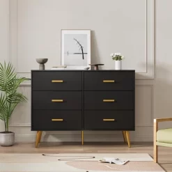 Modern Dresser With 6 Deep Drawers Wooden Chest Of Drawers For Bedroom -Garvee GUEST a493f05a 13db 4c4e 8273 812e14ee1dee