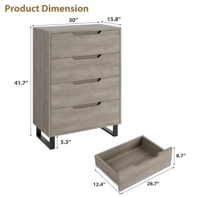 Tall 4-Drawer Dresser, Freestanding Vertical Storage Cabinet For Bedroom, Closet, Living Room, Hallway, Or Entryway 3 Tall 4-Drawer Dresser, Freestanding Vertical Storage Cabinet For Bedroom, Closet, Living Room, Hallway, Or Entryway