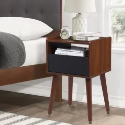 Mid-Century Nightstand With Drawers, Side Table With Charging Station -Garvee GUEST a4f2ad18 1bfa 4633 8150 3e189adfba2c