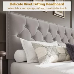 Bed Frame With 2 Storage Drawers, Vintage Velvet Upholstered Bedframe With Wooden Slat Support And Button Tufted Wingback Headboard 12 Bed Frame With 2 Storage Drawers, Vintage Velvet Upholstered Bedframe With Wooden Slat Support And Button Tufted Wingback Headboard -Garvee GUEST a5385e9c e97d 44ce b216 6be96124a36f