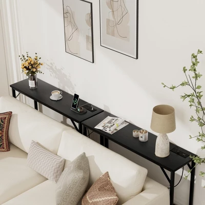 9.1" Narrow Console Table With Outlets, Behind Couch Table For Living Room 7 9.1" Narrow Console Table With Outlets, Behind Couch Table For Living Room - Image 5