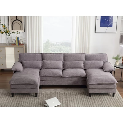 4 Seater U Shaped Modular Sectional Sofa Couch For Living Room, Corner Sofa With 4pcs Waist Pillows 8 4 Seater U Shaped Modular Sectional Sofa Couch For Living Room, Corner Sofa With 4pcs Waist Pillows - Image 6