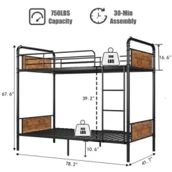Metal Bunk Bed Twin Over Twin For Kids