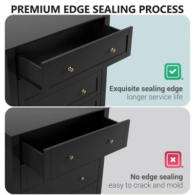 Wood Dresser For Bedroom, Chest Of Drawers With 5 Drawer & Metal Handle, Closet Store Organizer 8 Wood Dresser For Bedroom, Chest Of Drawers With 5 Drawer & Metal Handle, Closet Store Organizer - Image 6