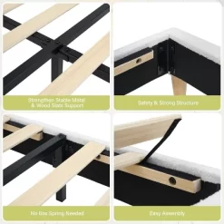 Twin Bed Frame, Twin Size Bed Frame With Cute Upholstered Headboard, Velvet Sturdy Platform Bedframe For Girls And Boys -Garvee GUEST a7882129 d06a 4e9c 96e7 180e1b494669