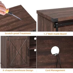 Farmhouse TV Stand And Entertainment Center For TV Up To 65 Inches With Sliding Barn Doors And Adjustable Shelf, Brown 9 Farmhouse TV Stand And Entertainment Center For TV Up To 65 Inches With Sliding Barn Doors And Adjustable Shelf, Brown -Garvee GUEST a8ed2c93 46fa 429d 8b41 2703df266576